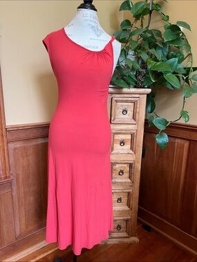 Three Dots Coral Sleeveless Midi Dress women’s medium Made in USA
